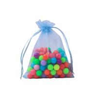 Handicraft Emporium | Rectangle Organza Drawstring Bags | 100 Pieces | Light Sky Blue | 15x10cm