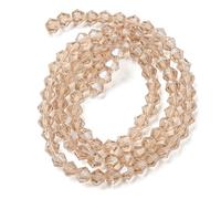 Handicraft Emporium | Transparent Electroplate Glass Beads | Pearl Luster Plated | Faceted | 10 Strands | Dark Golden | 4mm