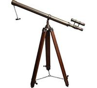Handicraft Nautical Style Single Barrel Brown Leather Covered Tube Telescope Vintage Antique brass Finish Royal Wooden Tripod Standing Home and Office decorative items