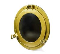 Handicraft Vintage Nautical Ship Porthole Mirror - Wall Mounted Brass Pirate Style Round Mirror for Bathroom, Living Room, Coastal Beach, or Maritime Ocean Theme Home Decor (11 Inch Coke Copper)