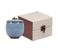 Handicrafted Ceramics Mini Pet Urns, Small Urn for Human Ashes, Ashes Keepsake Memorial Ashes Holder, Pet Coffin, Urn for Dog Ashes Cat Ashes Pet Ashes, Sealed Ceramic (Blue)