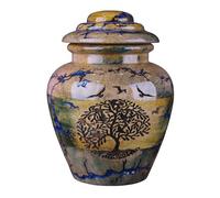 Handicrafted Cremation Urn for Human Ashes - Wooden and Resin Memorial Urn for Pets - Decorative Funeral Box for Dog Ashes Box (Tree of Life-01, Small - 20 lbs)