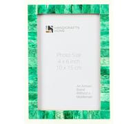 Handicrafts Home 4 by 6 Green White Picture Frame, Handmade Frame For Boho Chic Home Decor, Coastal Desk & Wall Decor, Tabletop & Wall, Ideal for Living Room, Office Photos, Wedding & Gift