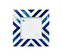 Handicrafts Home 4x4 Blue Picture Frame, Handmade Chevron Bone Inlay Photo Frame for Coastal Home Decor, Wall/Table, Winter & Christmas Decor, Boho Shelf Styling, Rustic Farmhouse Decor & Bedroom