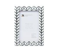 Handicrafts Home 4x6 Black and White Chevron Bone Inlay Picture Frame for Tabletop or Wall Display Modern Decorative Photo Frame for Bedroom, Living room, Office, Arctic Horizon Collection