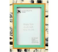 Handicrafts Home 4x6 Green Picture Frame, Vintage Home Decor Frame, Handmade Abstract Ink Art Photo Frame for Spring & Summer Decor, Farmhouse Wall Decor, Shelf Styling, Living Room & Desk Photo Frame