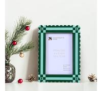 Handicrafts Home 4x6 Picture Frame Colorful Decorative Frames for Wall & Tabletop, Green Frame, Scalloped Edge, Perfect for for Boho Chic Decor, Modern Decor, Holiday Gifts & Home Decor