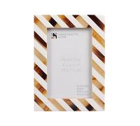 Handicrafts Home 4x6 Picture Frame for Shelf, Tabletop or Wall Decor- Brown & White Striped Handmade Resin & Bone Inlay Photo Frame- Rustic Aesthetic, Modern Geometric Frame for Bedroom & Office