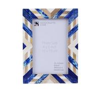 Handicrafts Home 4x6 Picture Frame - Hypno Azure Blue & Brown Handmade Decorative Photo Frame for Tabletop & Wall- Bone Inlay & Wood Rustic Frame for Living Room, Office- Gift for Birthday & Wedding