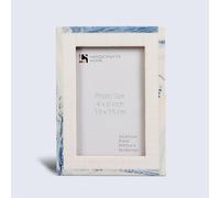 Handicrafts Home 4x6 Picture Frame- Resin Inlay Photo Frame for Wall or Tabletop- Decorative Handmade Hanging Frames for Home, Living Room, Office & Bedroom Decor in White & Blue Modern Design