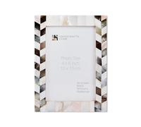 Handicrafts Home 4x6 Picture Frame, Wall & Tabletop Décor, Handmade Pearlescent Barley Pattern, Vintage & Elegant Mother of Pearl Picture Frames for Living Room, Office & Home Decor - White & Black
