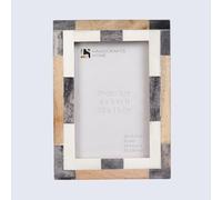Handicrafts Home 4x6 Picture Frame, Wall & Tabletop Decor, Handmade Tile Pattern, Vintage & Elegant Bone Inlay Wooden Picture Frames for Living Room, Office & Home Decor- White & Grey