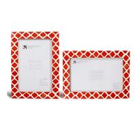 Handicrafts Home 4x6 Picture Frames Set of 2, Decorative Resin Inlay Photo Frames for Tabletop or Wall Display, Red and White Picture Frame Set for Photos, Artwork & Keepsakes, Home Decor