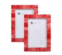 Handicrafts Home 4x6 Red Picture Frame Set of 2 - Classic Bone Inlay Photo Frames for Home Styling, Handmade Display for Wall, Desk, Shelf or Tabletop - Vintage Decor, Wedding Gift, Retro Look