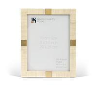 Handicrafts Home 4x6 White Resin & Brass Picture Frame Modern Decorative Photo Frame for Tabletop or Wall Display Home Decor for Living Room Bedroom Office