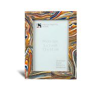 Handicrafts Home 5 × 7 Decorative Photo Frame for Wall & Tabletop, Vibrant Modern Art Display for Living Room or Bedroom, Marble Swirl Resin Inlay Handmade Colorful Picture Frame cadres de photos