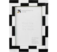Handicrafts Home 5x7 Black & White Picture Frame - Handmade Bone Inlay, Checkered Geometric Design, Decorative Frame for Desk & Tabletop, Modern Boho Home Decor & Gift.