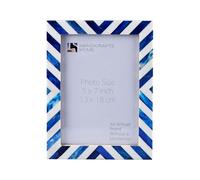 Handicrafts Home 5x7 Blue Picture Frame, Handmade Chevron Bone Inlay Photo Frame for Coastal Home Decor, Wall/Table, Winter & Christmas Decor, Boho Shelf Styling, Rustic Farmhouse Decor & Bedroom