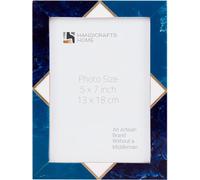 Handicrafts Home 5x7 Blue Picture Frame, Handmade Resin Inlay Photo Frame for Coastal Home Decor, Winter & Christmas Table/Wall Decor, Boho Shelf Styling, Modern Farmhouse Decor, Bedroom & Living Room