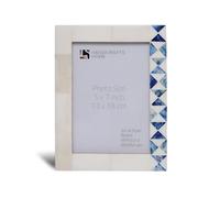 Handicrafts Home 5x7 Blue & White Picture Frame, Handmade Indigo Mosaic Decorative Photo Frame for Wall or Tabletop, Farmhouse, Boho & Modern Home Decor, Gallery Wall, Shelf Styling, Minimal Decor