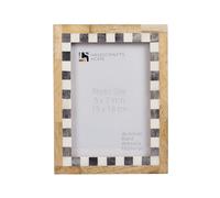 Handicrafts Home 5x7 Bone Inlay Picture Frame - Handmade Checkered Wooden Photo Frame for Tabletop or Wall - Rustic & Modern Decor Memory Holder for Living Room, Home, Office, cadres de photos