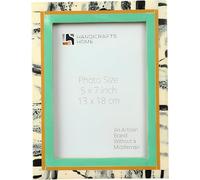 Handicrafts Home 5x7 Green Picture Frame, Vintage Home Decor Frame, Handmade Abstract Ink Art Photo Frame for Spring & Summer Decor, Farmhouse Wall Decor, Shelf Styling, Living Room & Desk Photo Frame