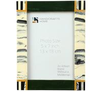 Handicrafts Home 5x7 Green Picture Frame, Vintage Home Decor Frame, Handmade Abstract Ink Art Photo Frame for Spring & Summer Decor, Farmhouse Wall Decor, Shelf Styling, Living Room & Desk Photo Frame