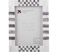 Handicrafts Home 5x7 Grey & White Picture Frame, Handmade Photo Frame for Wall & Tabletop Display, Vintage, Boho & Modern Farmhouse Home Decor, Decorative Frame for Living Room, Desk & Gallery Wall