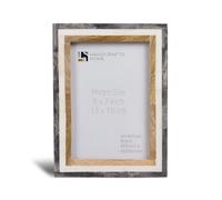 Handicrafts Home 5x7 Handmade Tile Pattern, Vintage & Elegant Bone Inlay Wooden Picture Frame for Wall, Tabletop Décor, Living Room, Office Desk & Home Décor - Boho small Photo frames - White & Grey