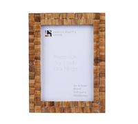 Handicrafts Home 5x7 Picture Frame - Bamboo Tile Mosaic Design with Handmade Wood Inlay - Rustic Brown Photo Frame for Wall Mount or Tabletop Display - Farmhouse Decor for Living Room, Bedroom, Office