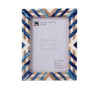 Handicrafts Home 5x7 Picture Frame - Hypno Azure Blue & Brown Handmade Decorative Photo Frame for Tabletop & Wall- Bone Inlay & Wood Rustic Frame for Living Room, Office- Gift for Birthday & Wedding