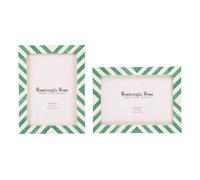 Handicrafts Home 5x7 Picture Frame Pack of 2, Green & White Chevron Stripe Bone Inlay Photo Frames, Handmade Picture Frames for Tabletop & Wall Display, Modern Decorative Vintage Photo Frame for Home