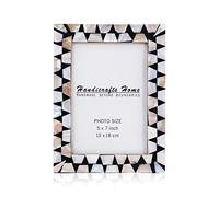 Handicrafts Home 5x7 Picture Frame, Wall & Tabletop Décor, Handmade Pearlescent Flash Pattern, Vintage & Elegant Mother of Pearl Picture Frames for Living Room, Office & Home Decor - White & Black
