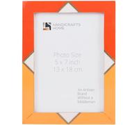 Handicrafts Home 5x7 Red Picture Frame, Menton Collection Handmade Resin Inlay & Brass Photo Frame for Christmas Decor, Holiday Gifting, Modern Farmhouse Wall/Table Decor, Festive Shelf & Home Decor