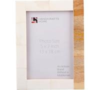 Handicrafts Home 5x7 Wood Picture Frame, Handmade white Photo Frame Natural Wood Chip & White Bone Inlay Design for Wall or Tabletop, Farmhouse, Boho & Modern Home Decor, Desk, vintage Picture Frame