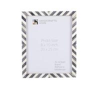Handicrafts Home 8x10 Grey & white Picture Frame, Christmas Decor Handmade chevron Bone Inlay Photo Frame for Farmhouse Decor, Wall Decor, Rustic Shelf Styling, Wedding Gift, Vintage Living Room Décor