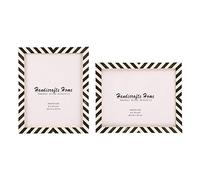 Handicrafts Home 8x10 Picture Frame Pack of 2, Black & White Chevron Stripe Bone Inlay Photo Frames, Handmade Picture Frames for Tabletop & Wall Display, Modern Decorative Vintage Photo Frame for Home