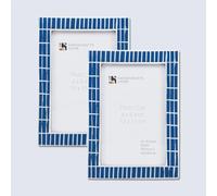 Handicrafts Home 8x10 Picture Frame Pack of 2, Blue & White Mosaic Tile Pattern Photo Frames, Resin Inlay & Pine MDF Decorative Frames, Tabletop & Wall Display Modern Home, Vintage Farmhouse Décor