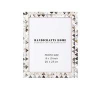 Handicrafts Home 8x10 Picture Frame, Wall & Tabletop Décor, Handmade Pearlescent Abyss Pattern, Vintage & Elegant Mother of Pearl Picture Frames for Living Room, Office & Home Decor - White & Black