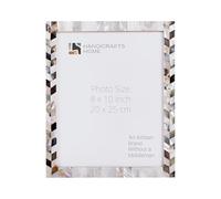 Handicrafts Home 8x10 Picture Frame, Wall & Tabletop Décor, Handmade Pearlescent Barley Pattern, Vintage & Elegant Mother of Pearl Picture Frames for Living Room, Office & Home Decor - White & Black