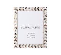 Handicrafts Home 8x10 Picture Frame, Wall & Tabletop Décor, Handmade Pearlescent Chase Pattern, Vintage & Elegant Mother of Pearl Picture Frames for Living Room, Office & Home Decor - White & Black