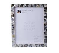 Handicrafts Home 8x10 Picture Frame, Wall & Tabletop Décor, Handmade Pearlescent Ebony Pattern, Vintage & Elegant Mother of Pearl Picture Frames for Living Room, Office & Home Decor - White & Black