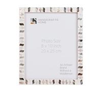 Handicrafts Home 8x10 Picture Frame, Wall & Tabletop Décor, Handmade Pearlescent Flash Pattern, Vintage & Elegant Mother of Pearl Picture Frames for Living Room, Office & Home Decor - White & Black