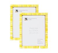 Handicrafts Home 8x10 Yellow Picture Frame, Handmade Bone Inlay Photo Frame for Valentine’s Day Gift, Colorful Farmhouse Wall Decor, Boho Shelf Decor, Vintage Home Decor
