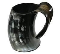 Handicrafts Home Authentic Viking Drinking Horn Mug, Handmade Ox Horn Tankard for Ale, Beer, Mead & Wine, Medieval Gift Cup for Men, Medium Size