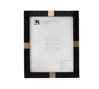 Handicrafts Home Black 4x6 Picture Frame, Handcrafted Resin & Brass Decorative Photo Frame for Tabletop or Wall Display, Modern Vintage Luxury Home Decor for Living Room, Office & Gallery Wall