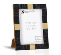 Handicrafts Home Black 5x7 Picture Frame, Handcrafted Resin & Brass Decorative Photo Frame for Tabletop or Wall Display, Modern Vintage Luxury Home Decor for Living Room, Office & Gallery Wall