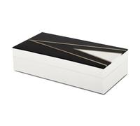 Handicrafts Home Black and White Decorative Storage Box with Lid, Rectangular Coffee Table Storage Box, Handmade Resin Inlay Wooden Box, Remote Holder, Desk Organizer, Keepsake Box (10x6x2.5 Inch)