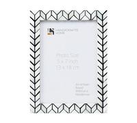 Handicrafts Home Black & White Chevron 5x7 Picture Frame - Handmade Bone & Resin Inlay, Boho Vintage Home Decor, Modern Farmhouse Wall/Desk Photo Frame, Gallery Display & Christmas & Holidays, Gift