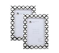 Handicrafts Home Black & White Vintage Photo Frames for Wall or Tabletop Display, 4x6 Picture Frame Set of 2,Boho Farmhouse Gallery Wall Frame Set, Artisan Handmade Home Decor, Handmade Moroccan Frame